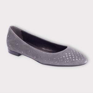 AGL Gray Studded Suede Pointed Toe Flats